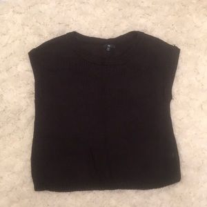See thru off the shoulder sleeveless sweater